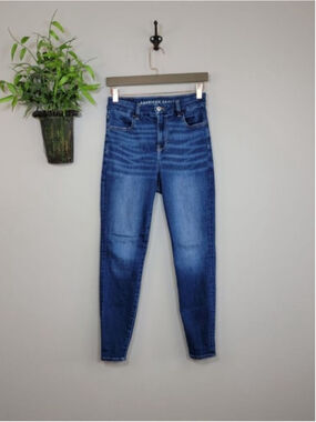 AE 2 S American Eagle Skinny Curvy Hi Rise Jegging Jeans Dark Blue Wash Stretch